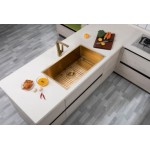 Brushed Gold Stainless Steel Handmade Double Bowls Top/Undermount Kitchen/Laundry Sink 762x457x254mm